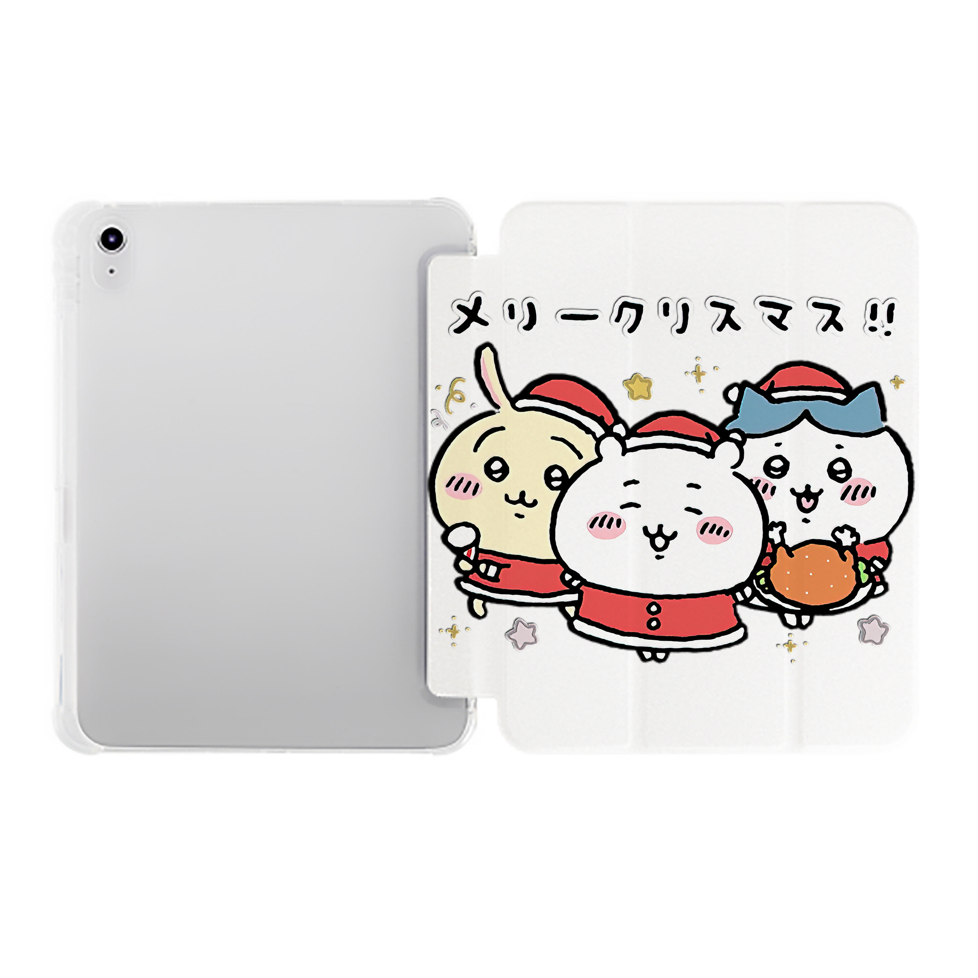 （画像用） ちいかわ ハチワレ Chii-kawa hachiware IPad ケース ペン収納付き 三つ折りスタンド PUレザー×シリコン 対応機種9.5/10.5/10.9インチ